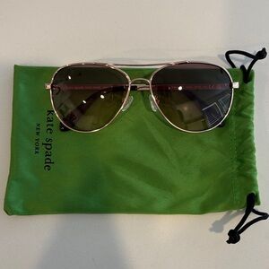 kate spade Rose Gold Aviator Sunglasses with Green Lenses